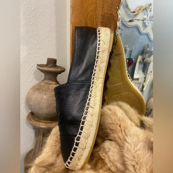 Authentic Chanel Black Leather Espadrille Shoes - Picture 5 of 16